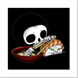 Grim reaper sushi cat Posters and Art